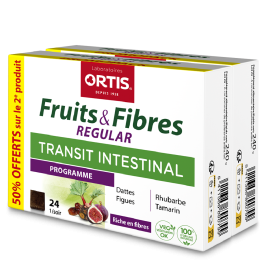 Fruits & Fibres Regular Transit intestinal Ortis - lot de 2 boîtes de 24 cubes